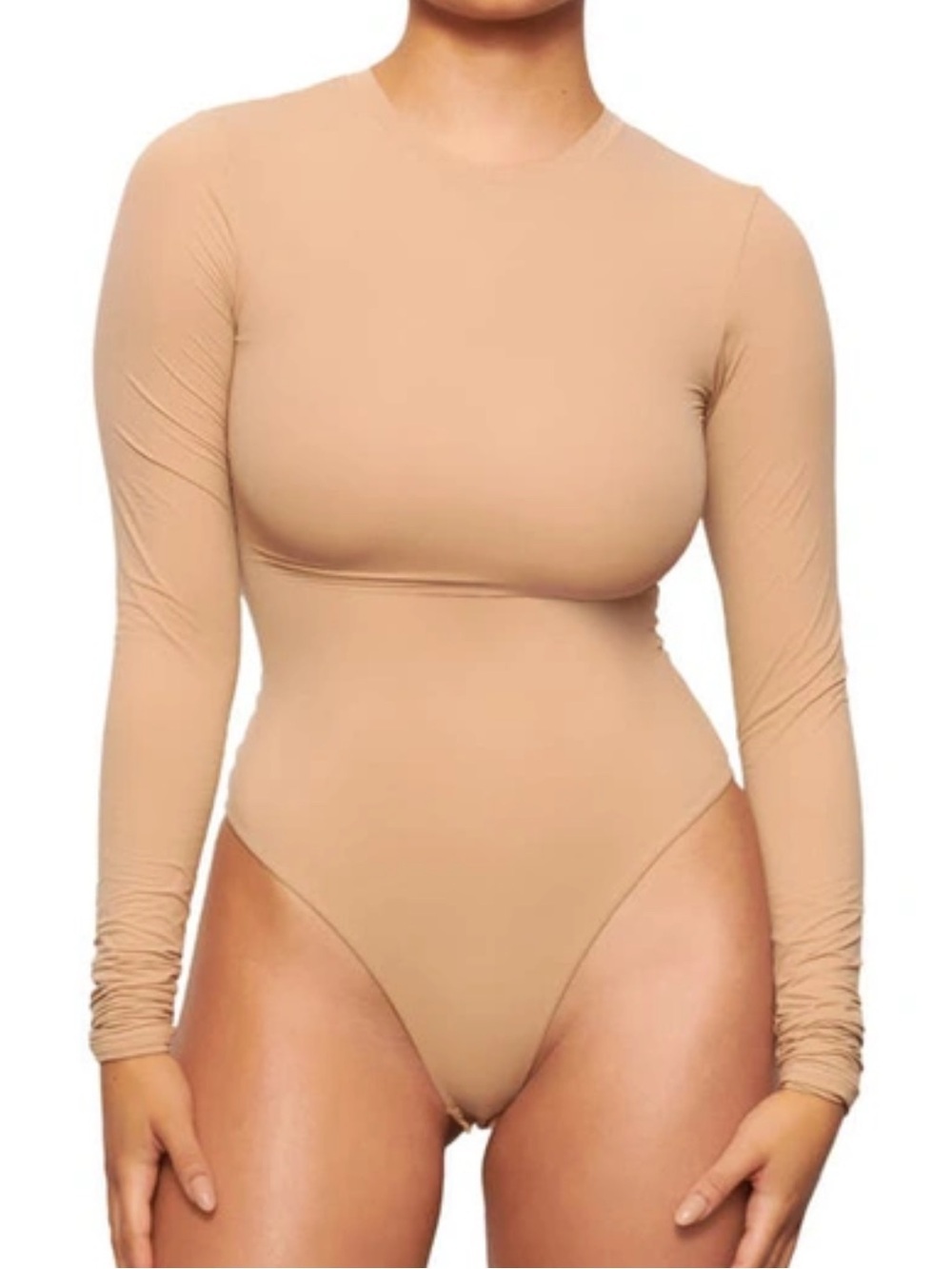 Skims Fits Everybody Long Sleeve Bodysuit Crewneck Nude Small *small spot sleeve